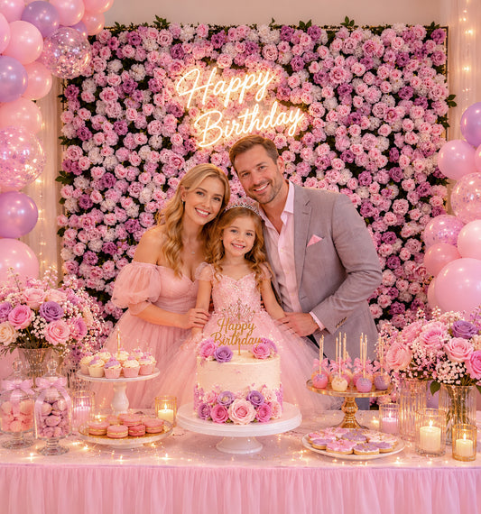 Purple Pink Rose Flower Wall Backdrop – 3D Artificial Floral Wall for Weddings & Events