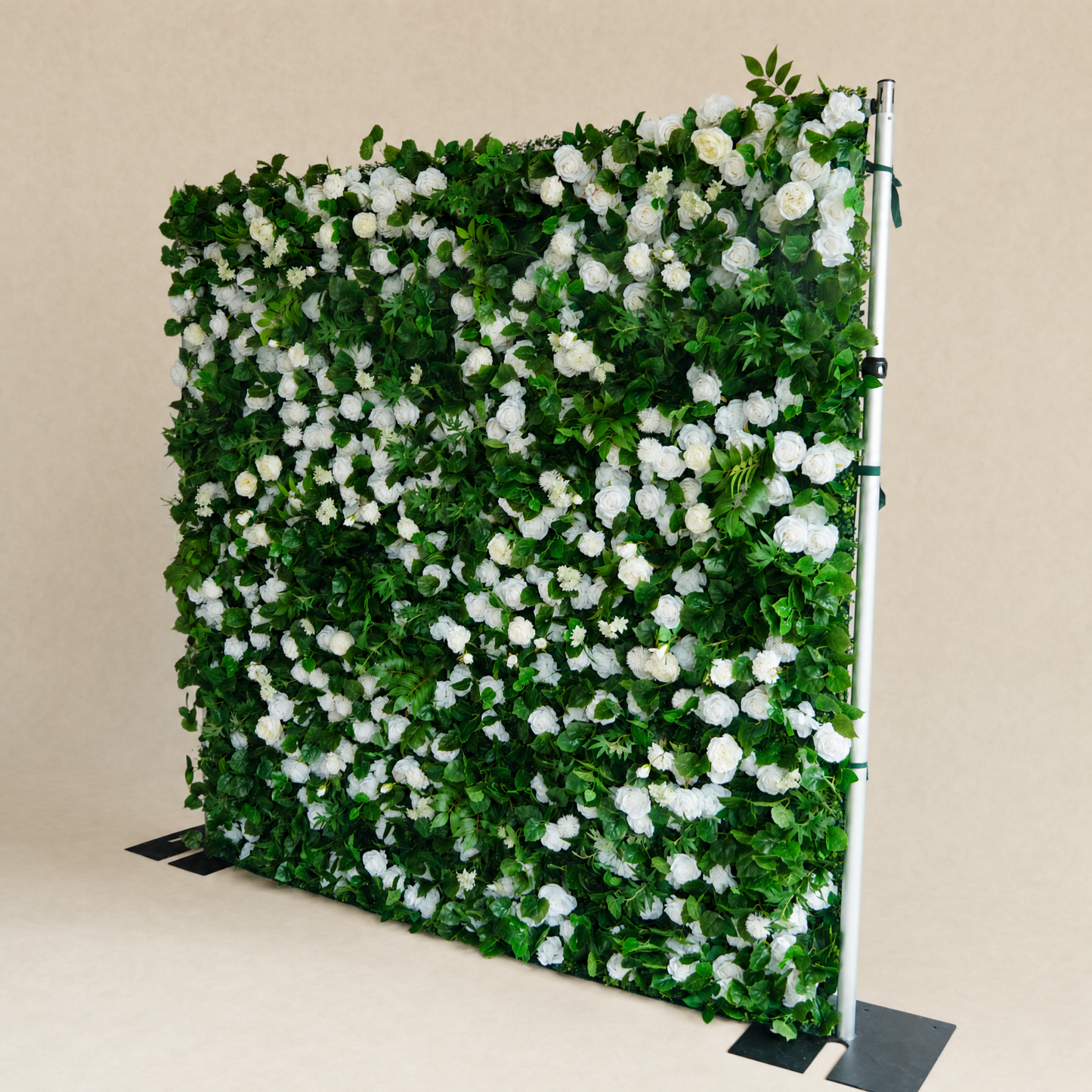 White&Green Rose Flower Wall Backdrop – 5D Artificial Floral Wall for Weddings & Events