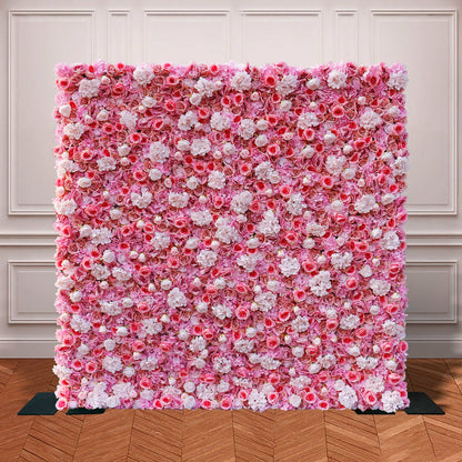 Rosy 3D Pink White Peony Hydrangea Flower Wall