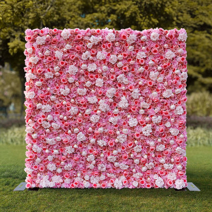 Rosy 3D Pink White Peony Hydrangea Flower Wall