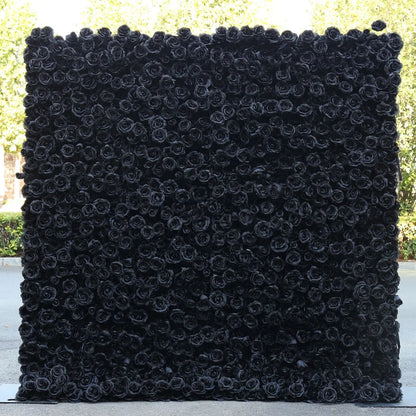 Rosy Luxury 3d Black Rose Flower Wall Rolling Up Floral Backdrop