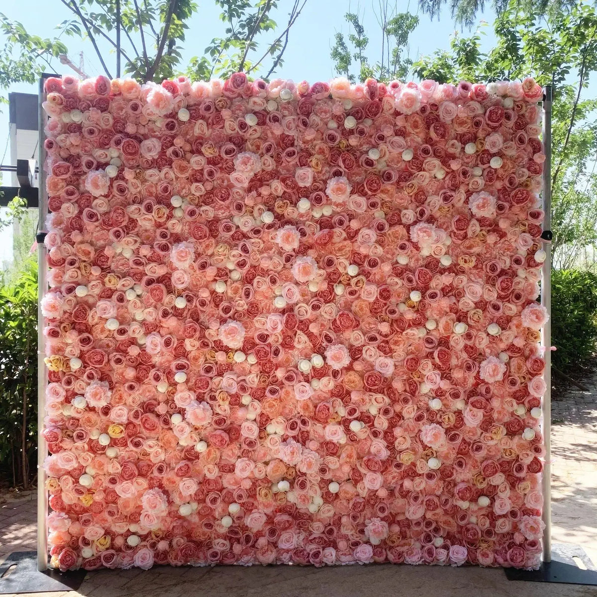 Rosy Fabric Rolling up Curtain Floral Wall Wedding backdrops Cloth Flower Wall