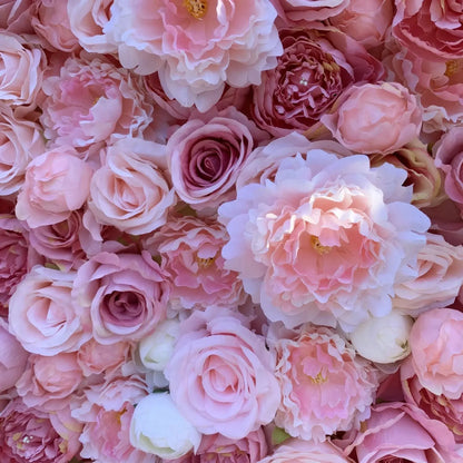 Rosy Fabric Rolling up Curtain Floral Wall Wedding backdrops Cloth Flower Wall