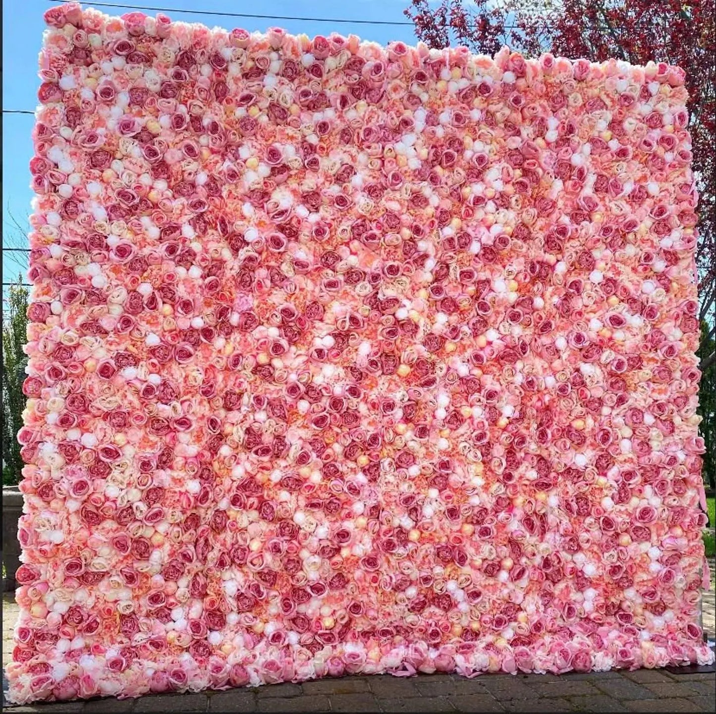 Rosy Fabric Rolling up Curtain Floral Wall Wedding backdrops Cloth Flower Wall