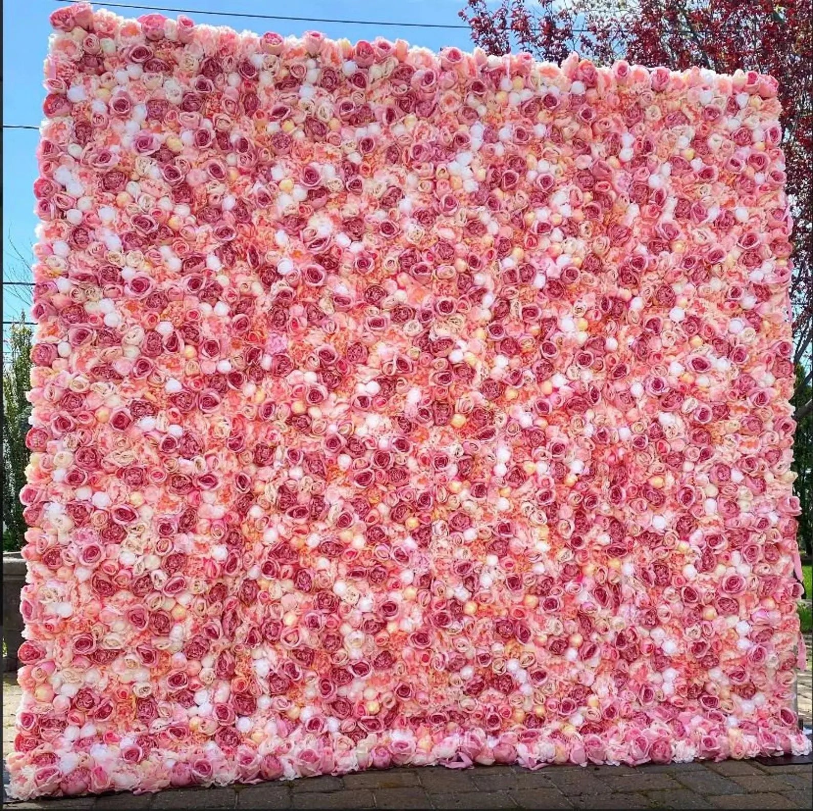 Rosy Fabric Rolling up Curtain Floral Wall Wedding backdrops Cloth Flower Wall