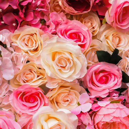 Rosy 3D Pink Gradient Rose Roller Curtain Flower Wall Wedding Event Background Decoration