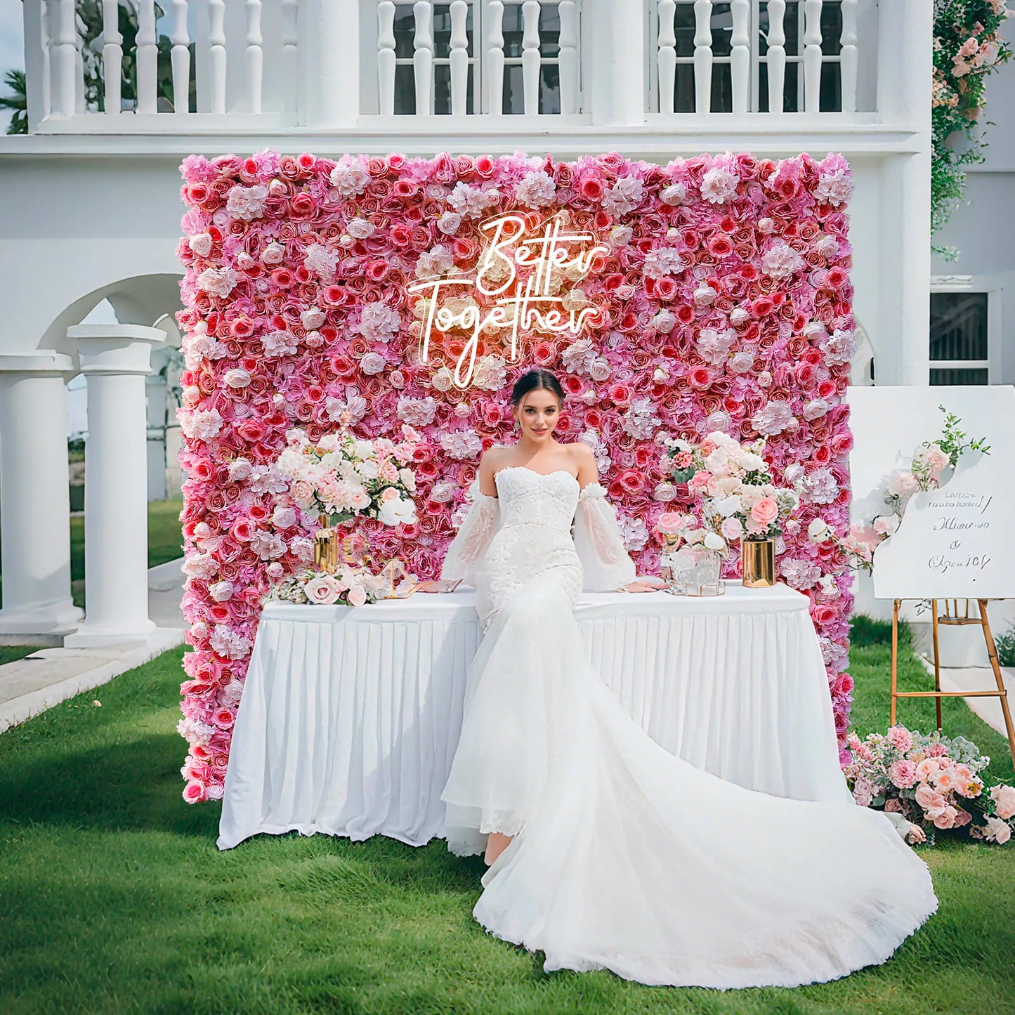 Rosy 3D Pink White Peony Hydrangea Flower Wall