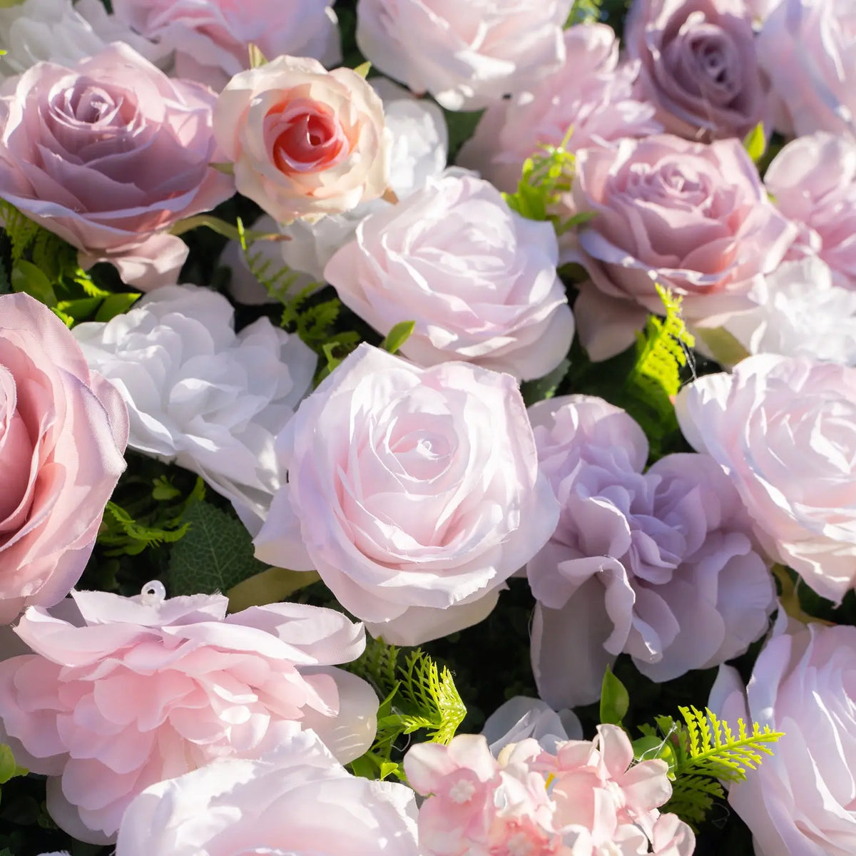 Blush pink and white artificial flower wall floral detail