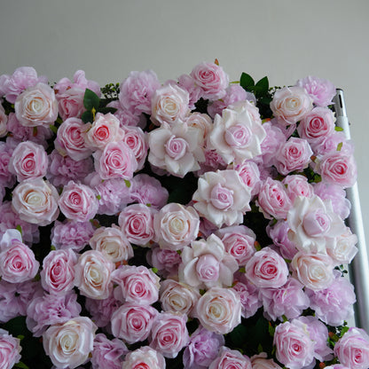 Blush Pink Rose Flower Wall Backdrop – 3D Artificial Floral Wall for Weddings & Events
