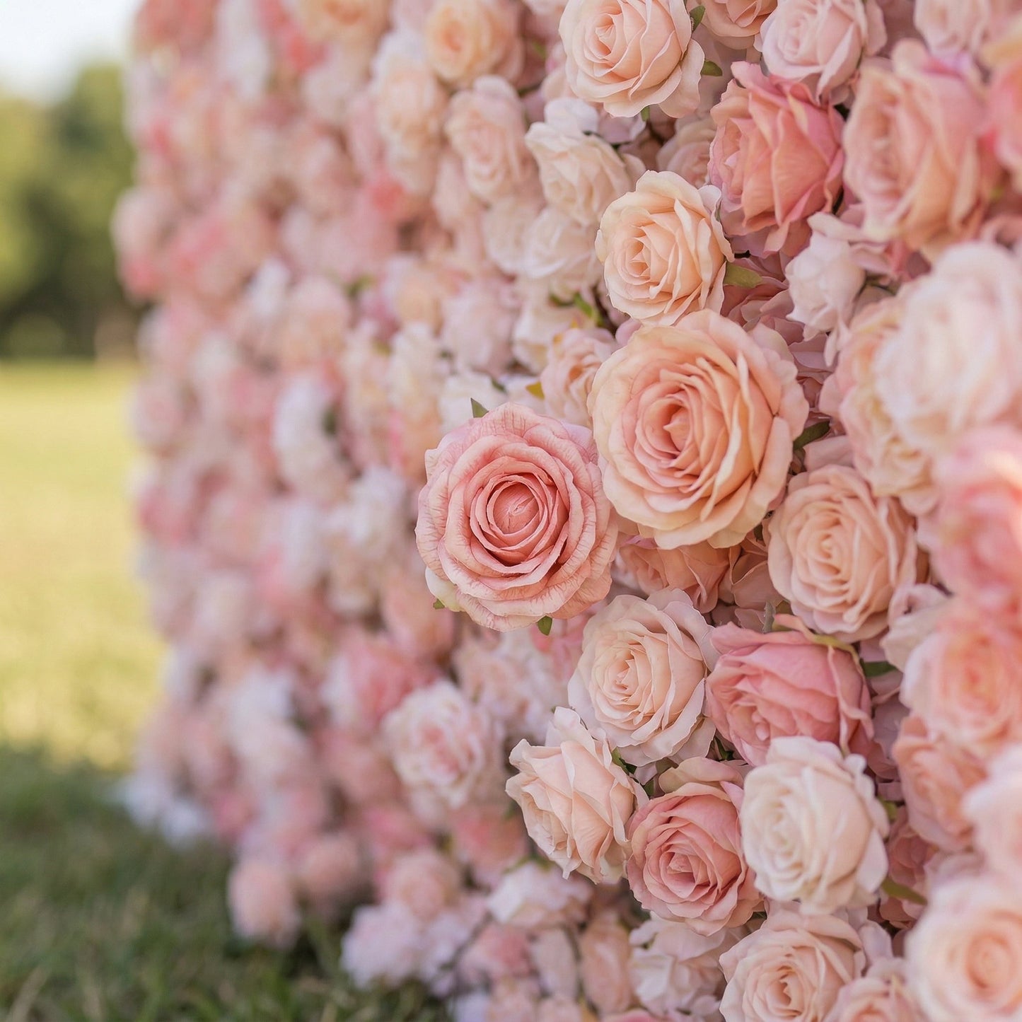 Dimensional blush rose wall detail