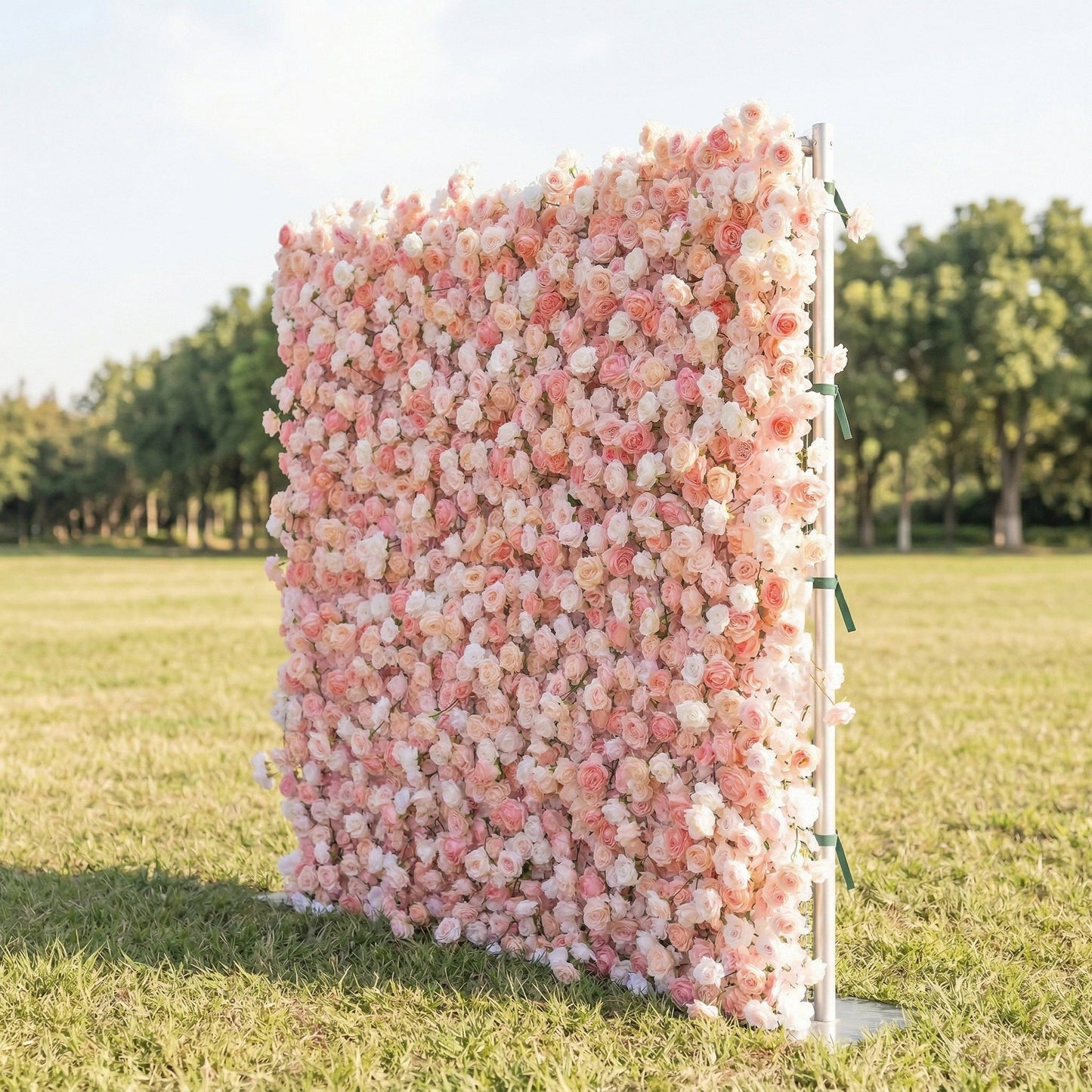Blush peach flower wall right side view