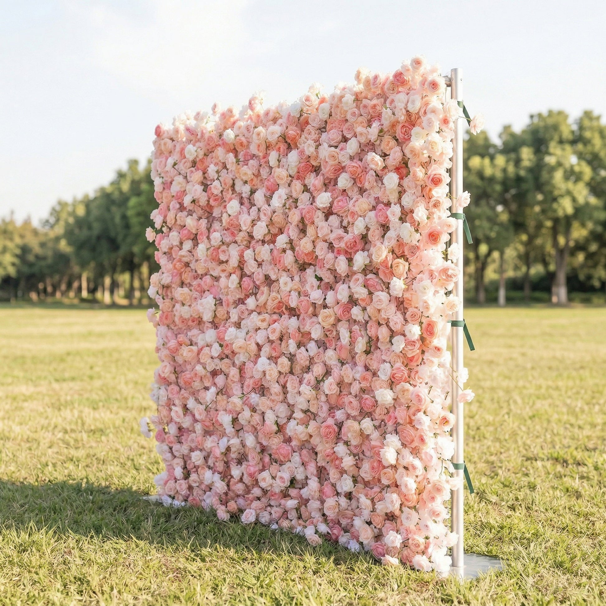 Blush peach flower wall right side view