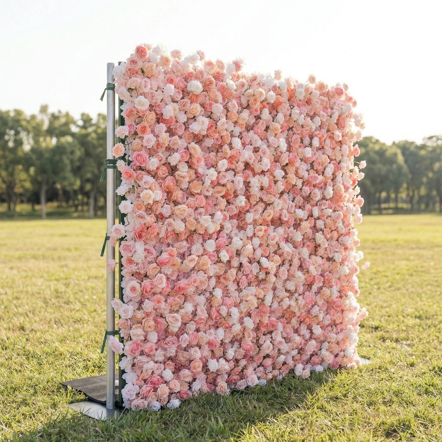 Blush peach flower wall left side view