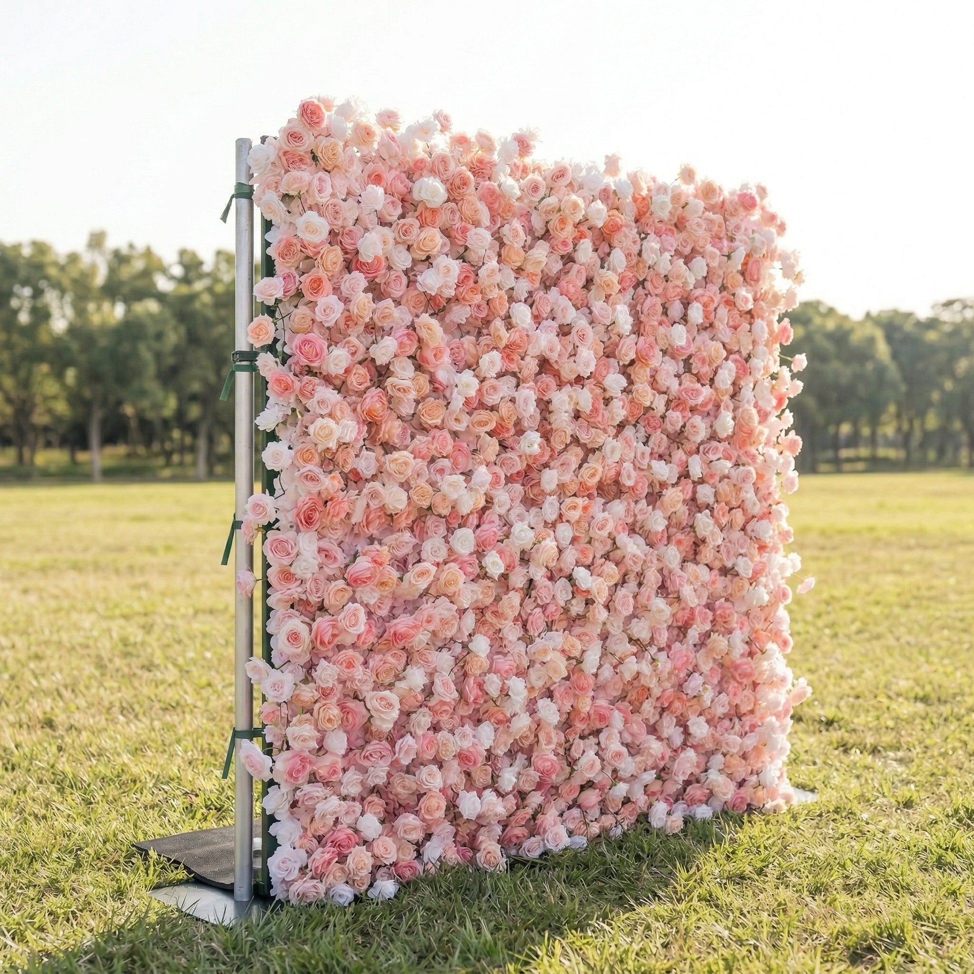 Blush peach flower wall left side view