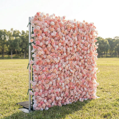 Blush peach flower wall left side view