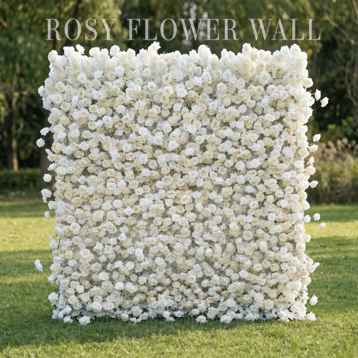 Luxury 4D ivory white rose flower wall by Rosy Flower Wall