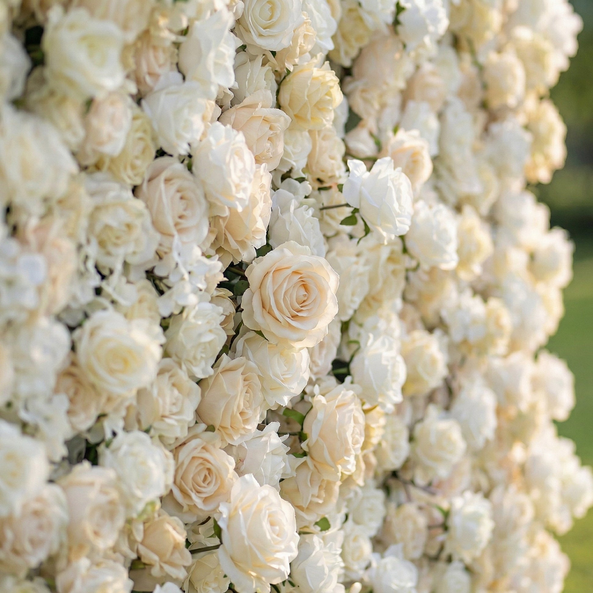 4D ivory white artificial rose flower wall detail