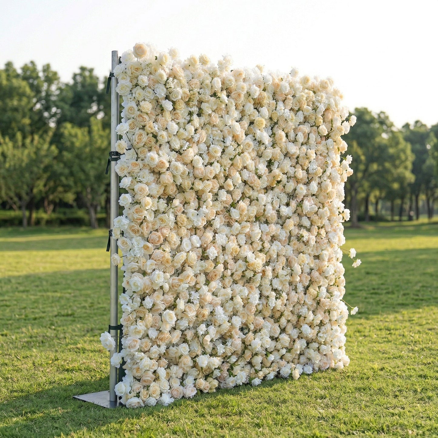 4D ivory white flower wall left view