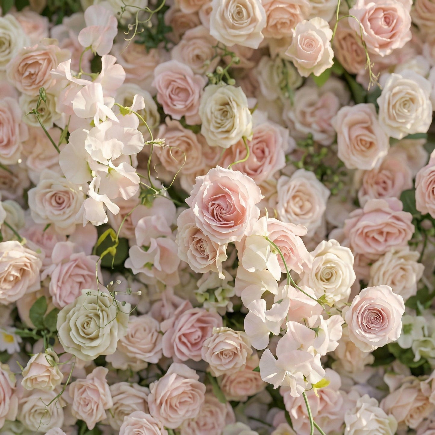 Light pink garden rose flower wall detail