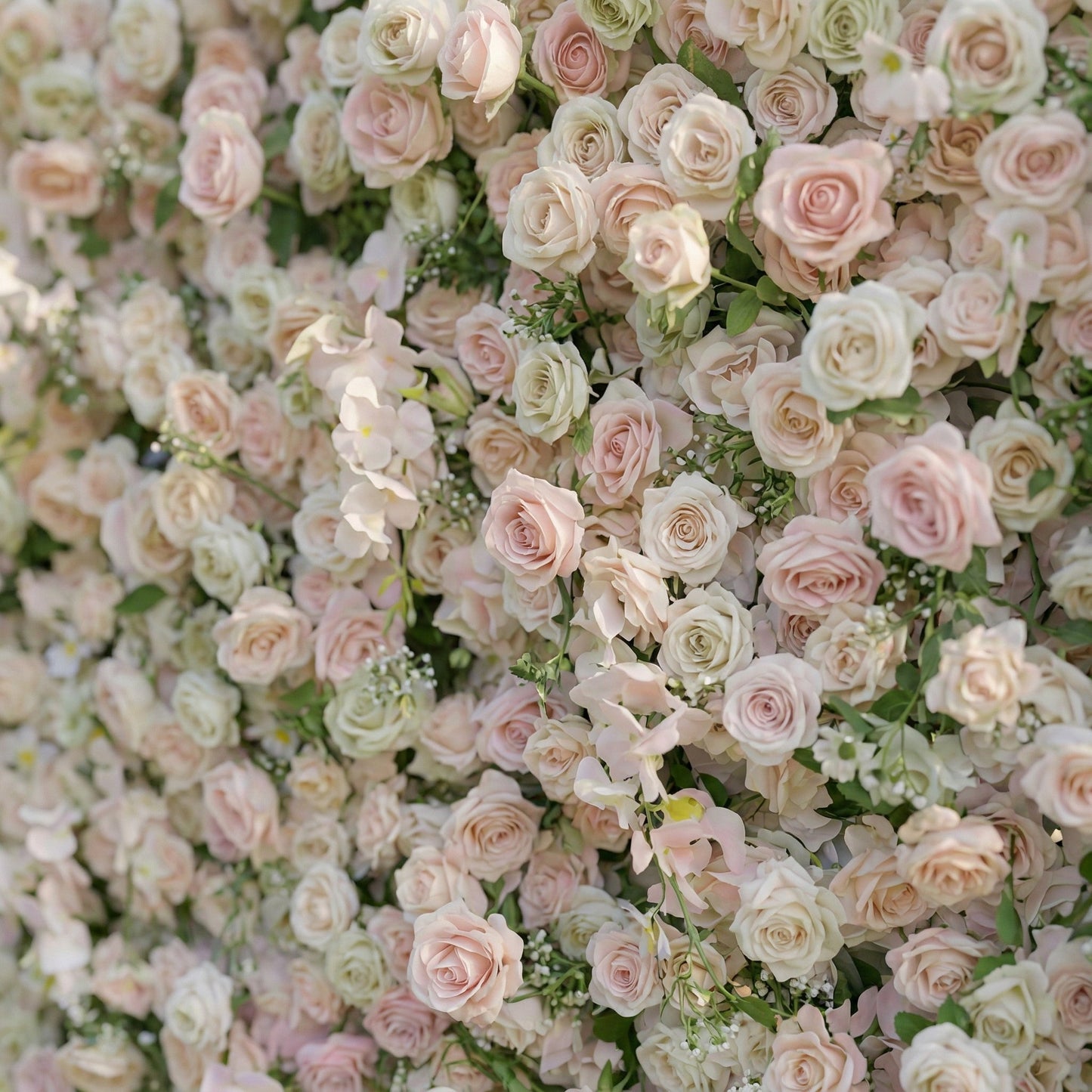 Blush ivory floral backdrop close-up