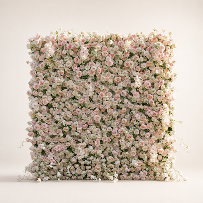 Luxury 4D light pink garden flower wall in warm studio