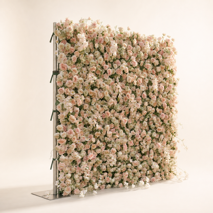 Light pink flower wall left side in warm studio