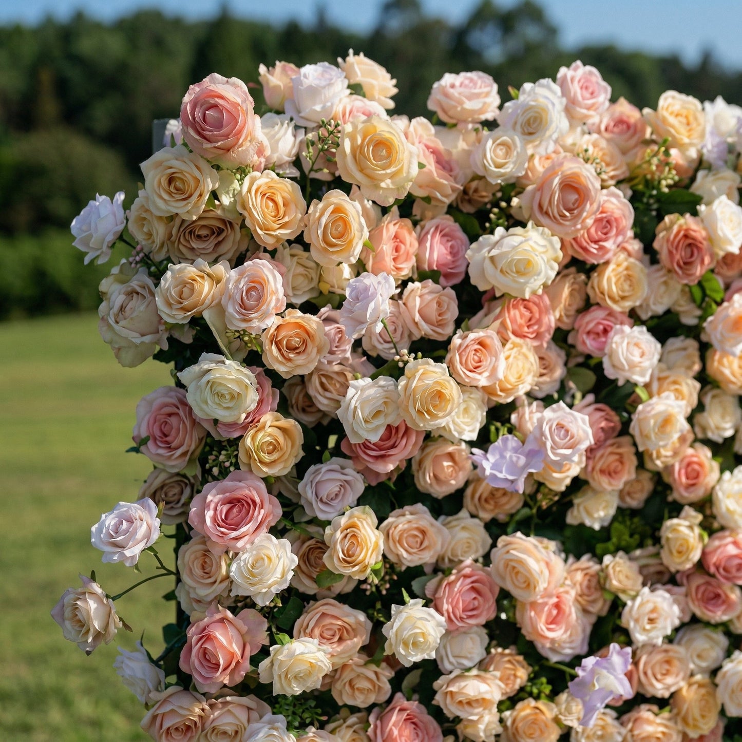 Luxury blush peach floral backdrop close-up