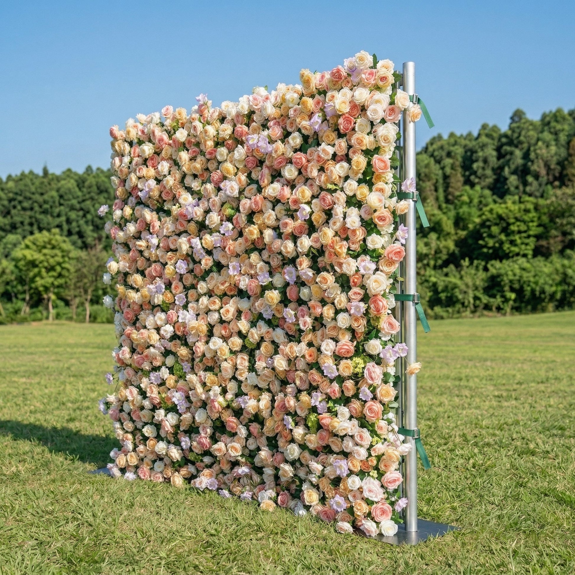 Peach champagne flower wall right side view
