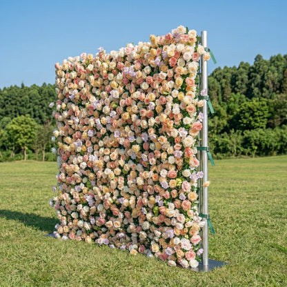 Peach champagne flower wall right side view