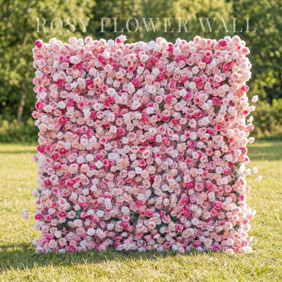 Luxury 4D pink ombre rose flower wall by Rosy Flower Wall