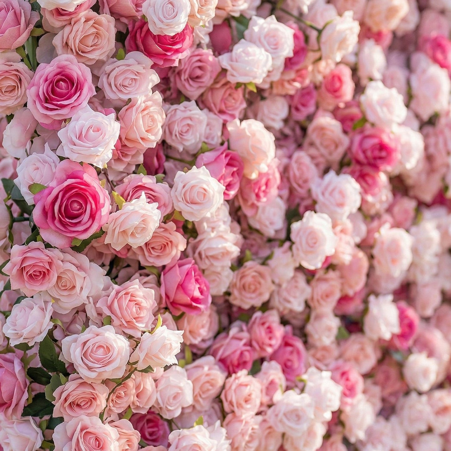 Pink ombre silk rose flower wall detail