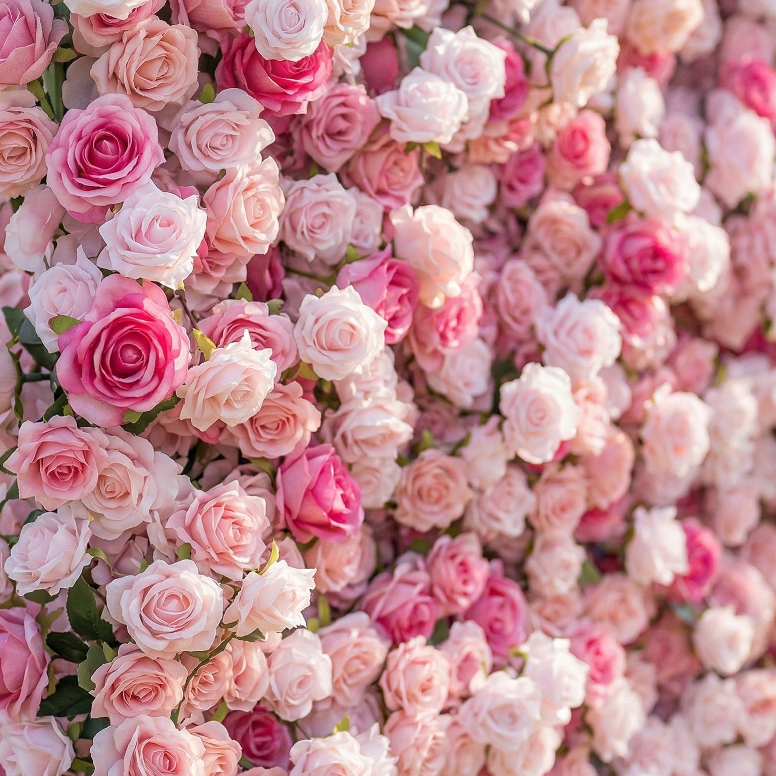 Pink ombre silk rose flower wall detail