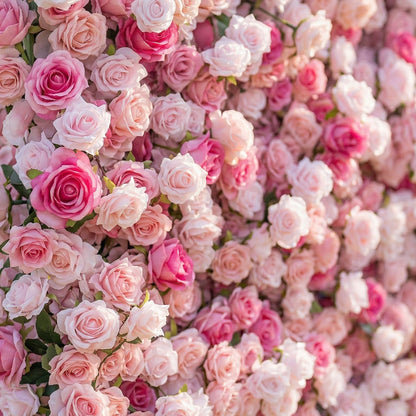 Pink ombre silk rose flower wall detail