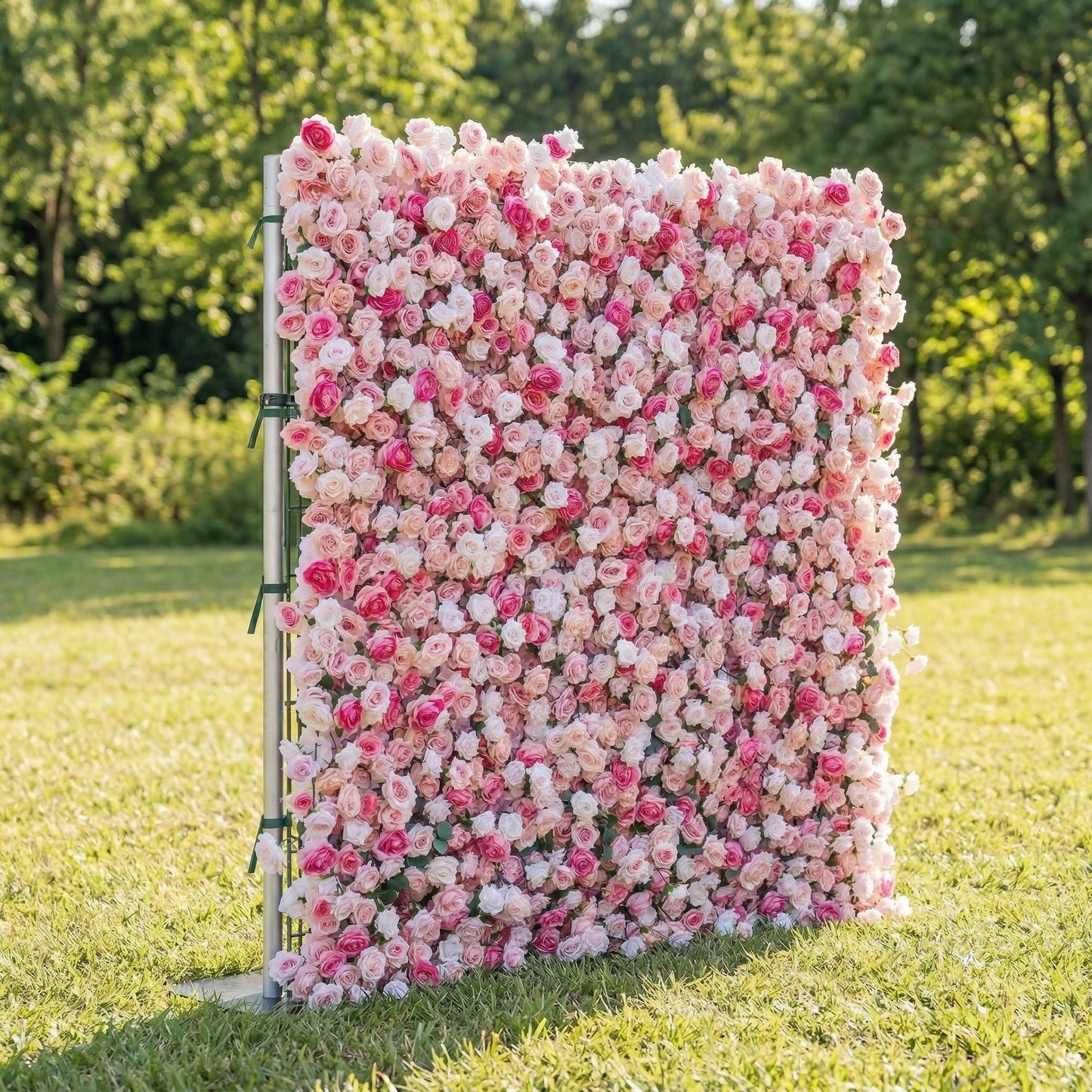 Pink ombre flower wall left side view