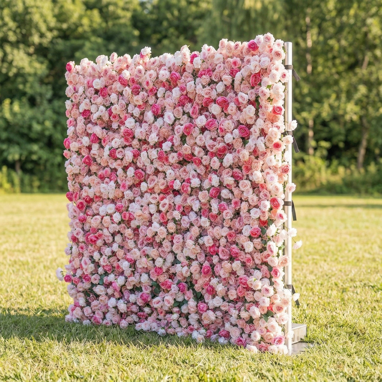 Pink ombre flower wall right side view