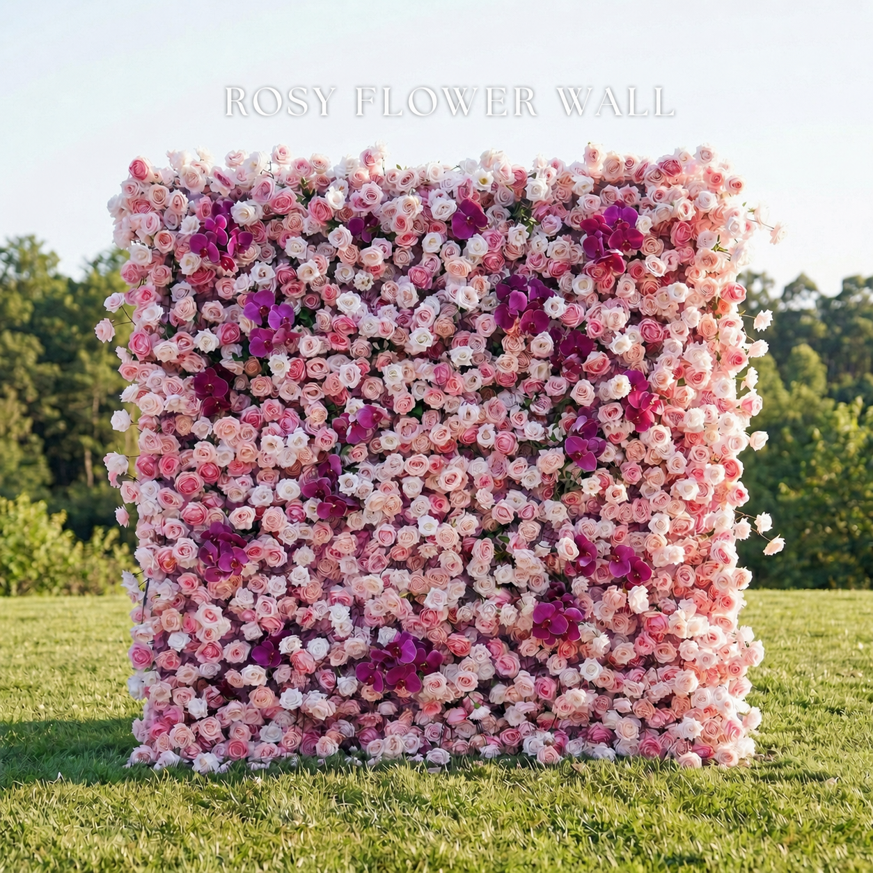 Luxury 4D pink and purple orchid flower wall with Rosy Flower Wall logo