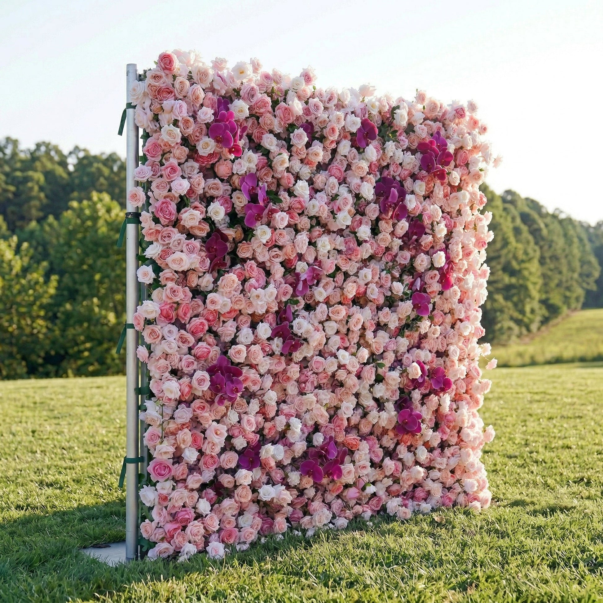4D pink and purple flower wall left view