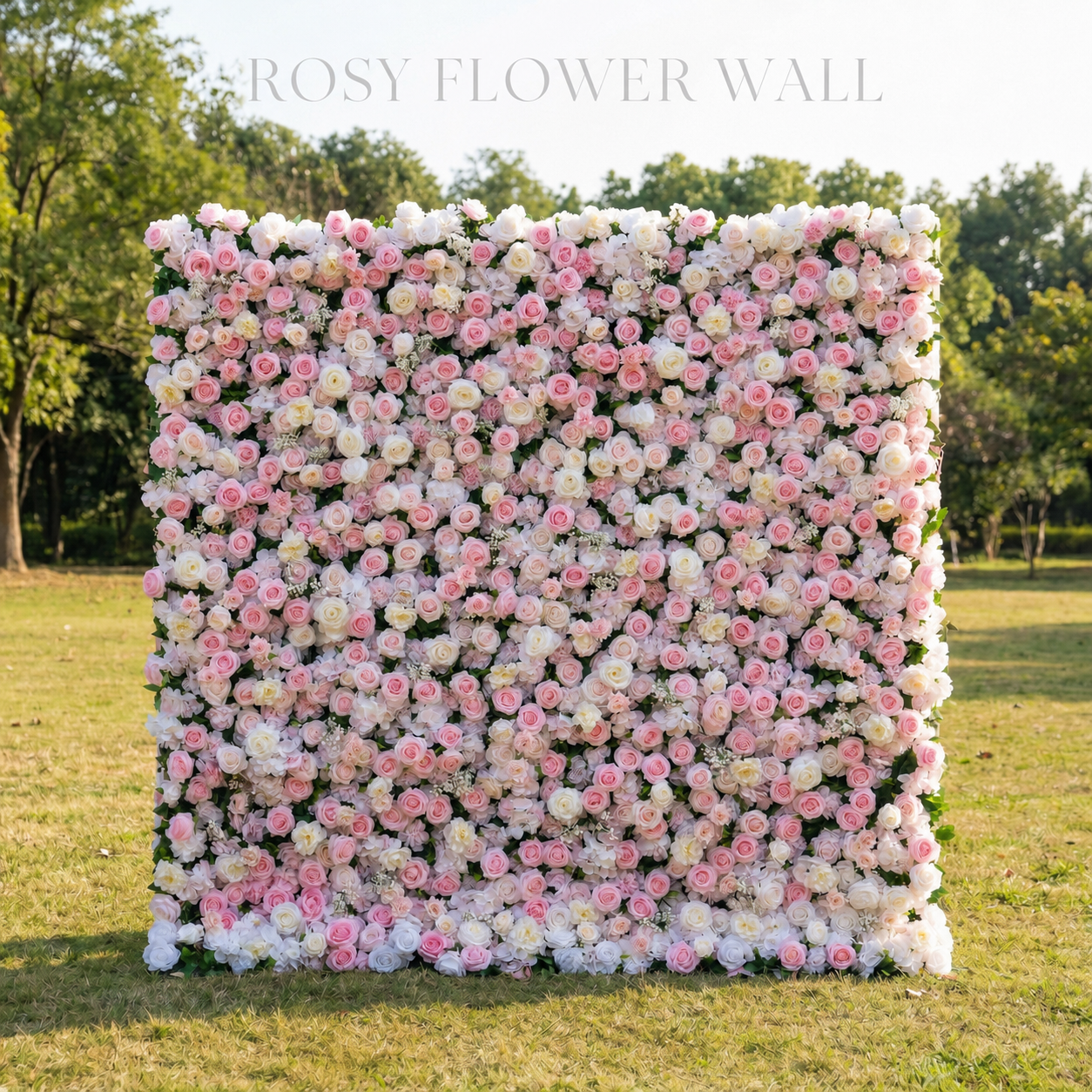 Luxury 4D pink and white rose flower wall by Rosy Flower Wall