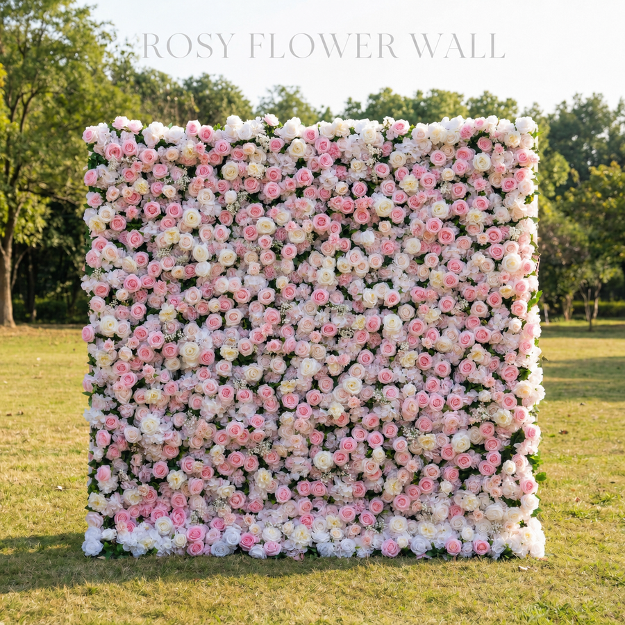 Luxury 4D pink and white rose flower wall by Rosy Flower Wall
