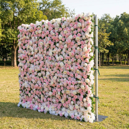 Pink and white flower wall right side view
