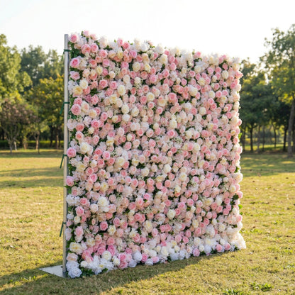 Pink and white flower wall left side view