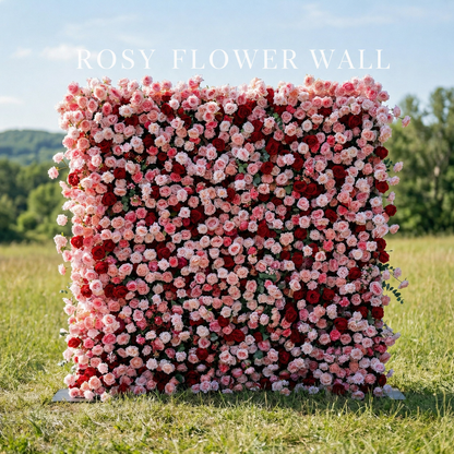 Luxury 4D red and blush rose flower wall by Rosy Flower Wall