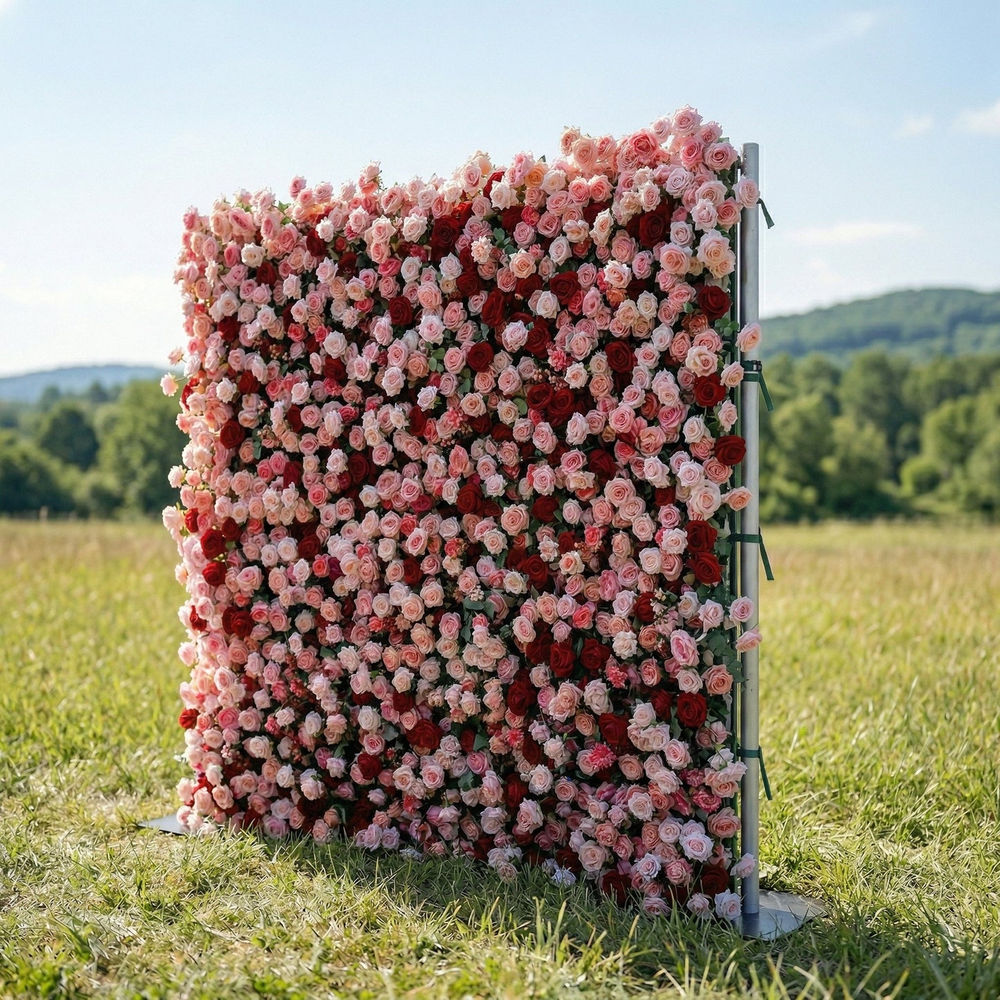 Red blush flower wall right side view
