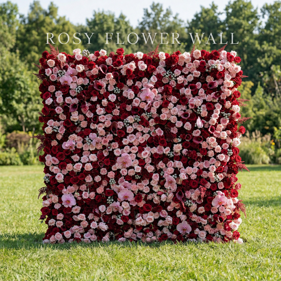 Luxury 4D red pink orchid rose flower wall by Rosy Flower Wall