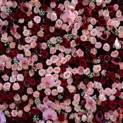 Dimensional red rose orchid and calla lily wall detail