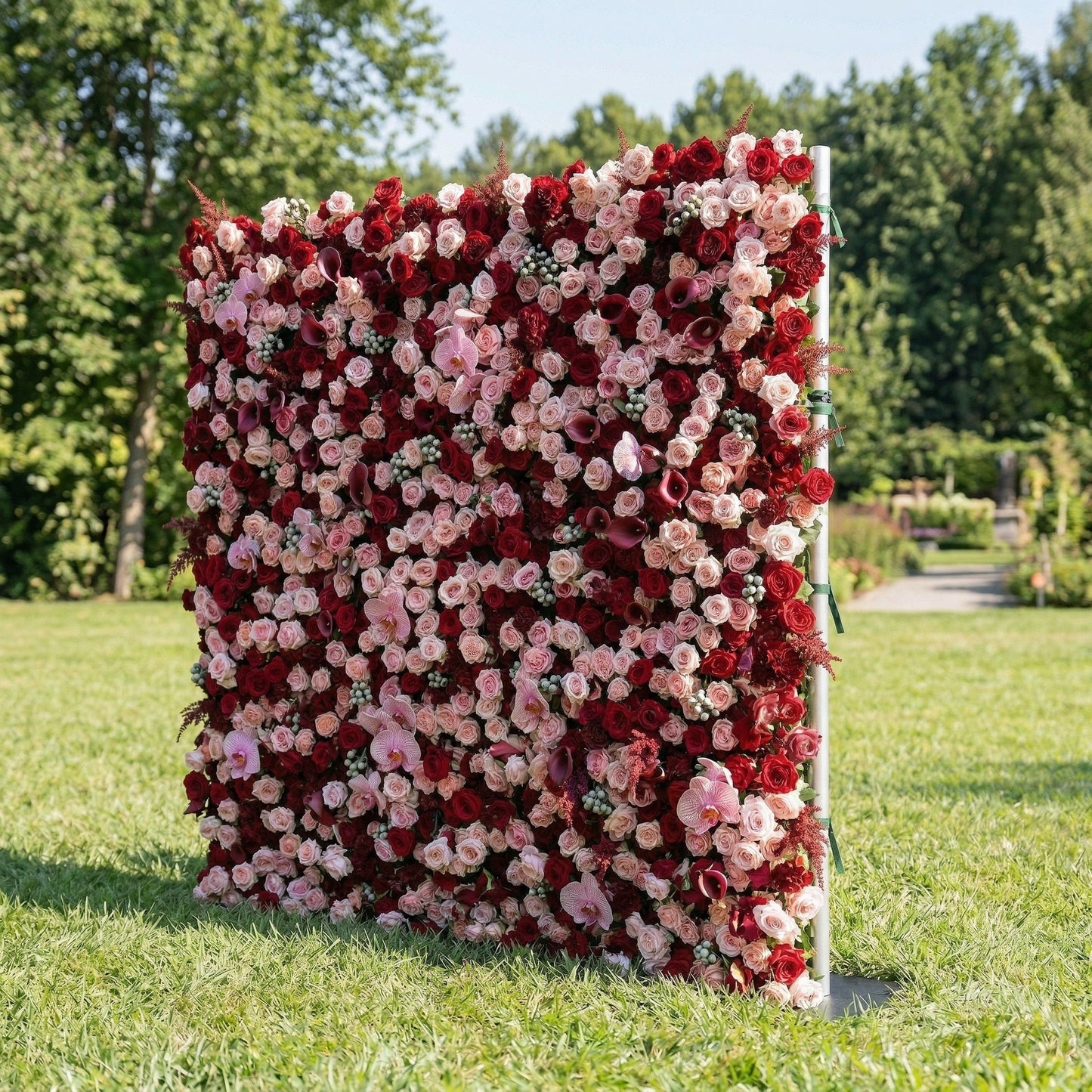 Red pink flower wall right side view