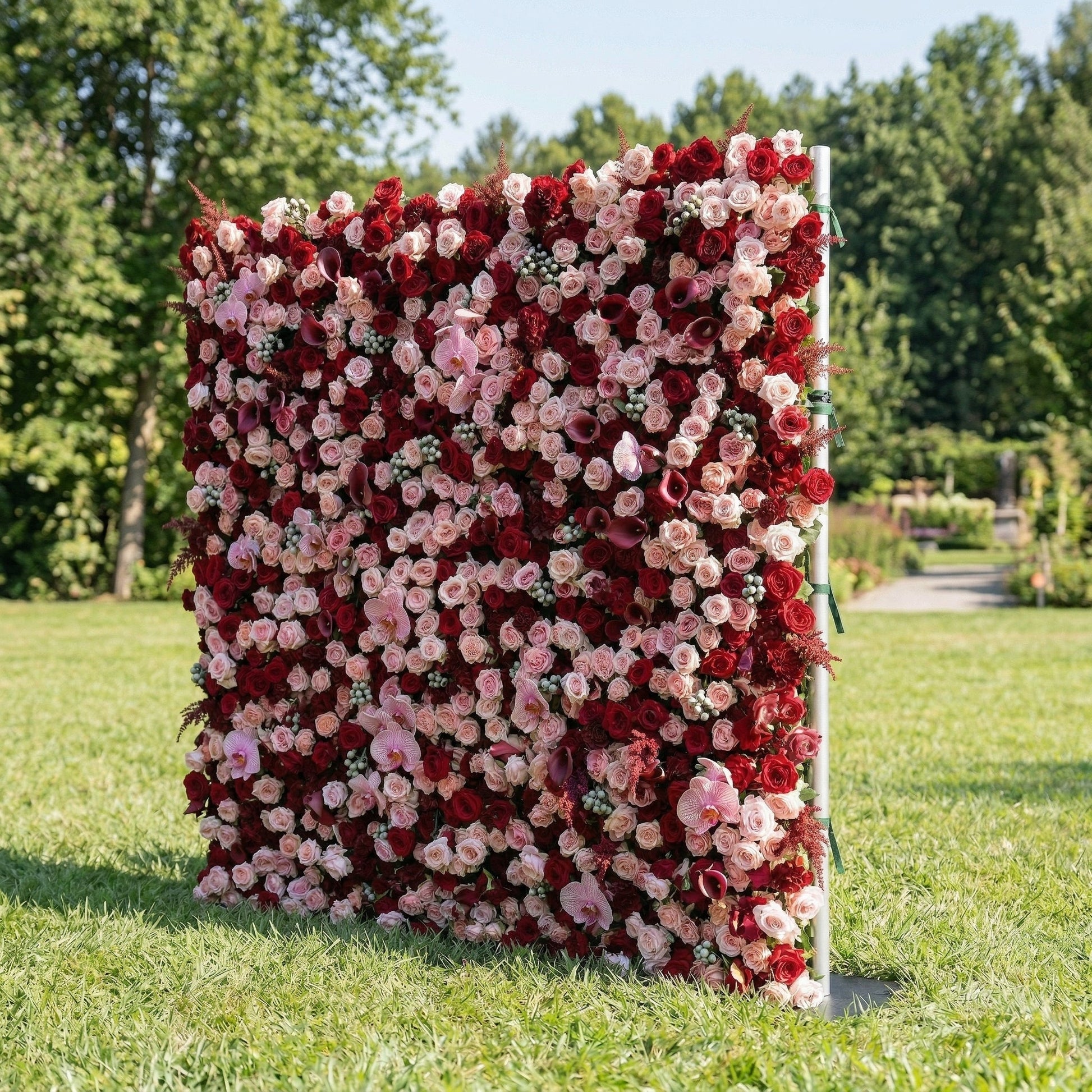 Red pink flower wall right side view