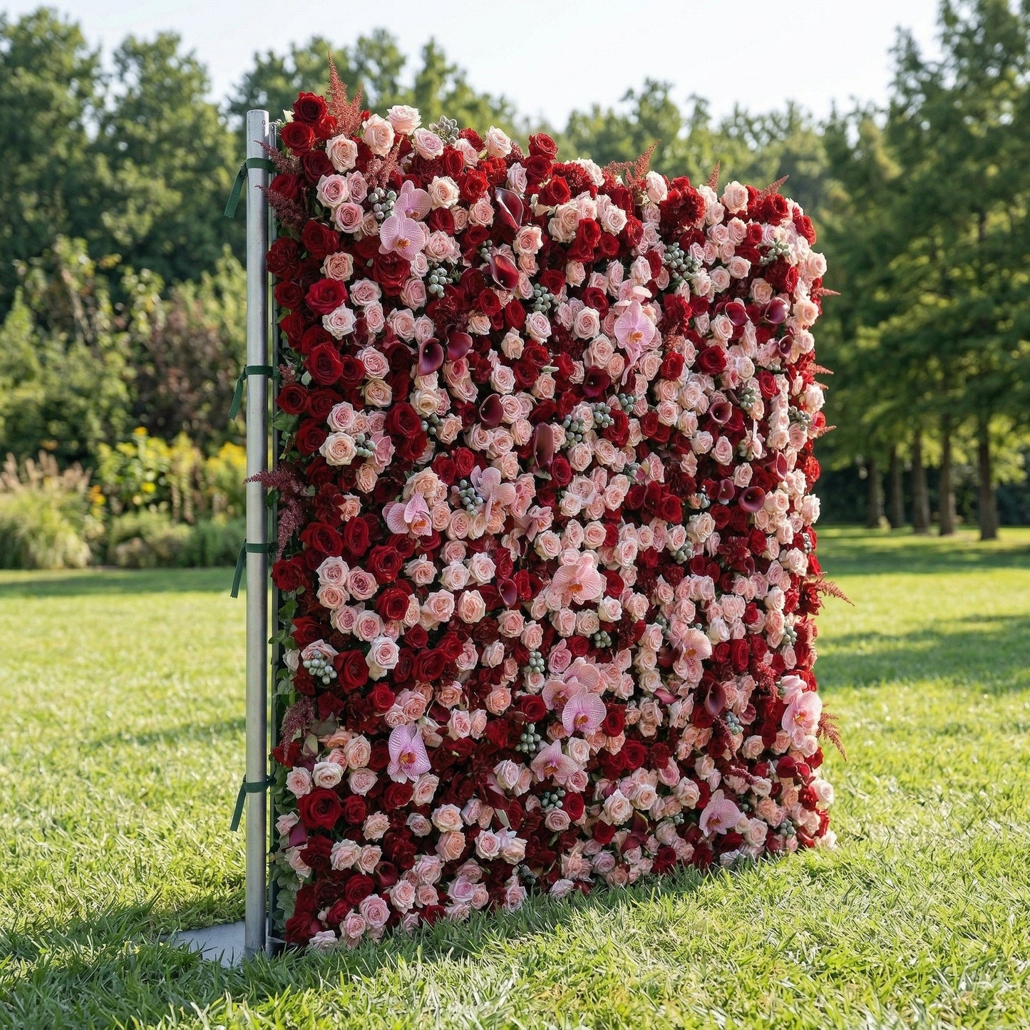 Red pink flower wall left side view
