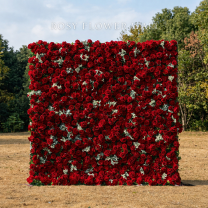 Luxury 4D red rose flower wall with Rosy Flower Wall logo