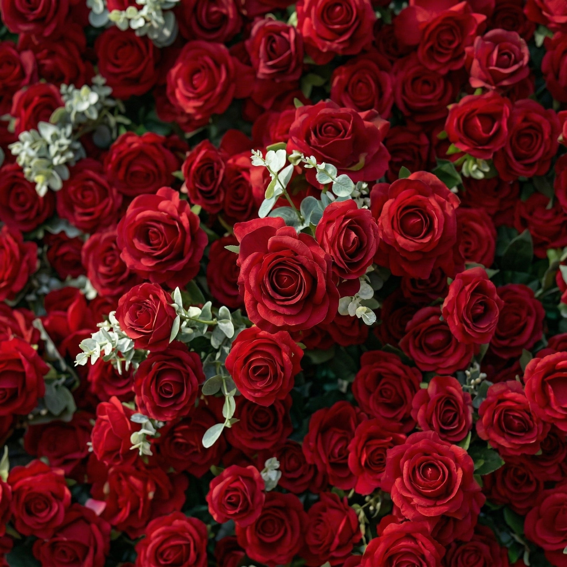 4D red artificial rose flower wall detail